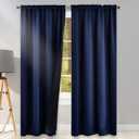 KEQIAOSUOCAI 100 Blackout Navy Blue Curtains for Bedroom 84 Inches Long - Thermal Insulated Rod Pocket Curtains for Living Room-Noise Reduce & Energy Saving Double Layer Curtains 2 Panel