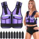 Adjustable Weighted Vest Weights Set:Body Weight Vests 9 In 1 Fast Adjust Running Vest for Men Women Gym Home Workout Fitness Exercise Strength Training 2-18 Lbs, Purple