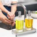 2 x Sink Caddy, Instant Dry Bathroom Kitchen Sink Organizer, Water Absorbing Stone Tray for Soap Bottle Sponge Brush Candles (Light Grey)