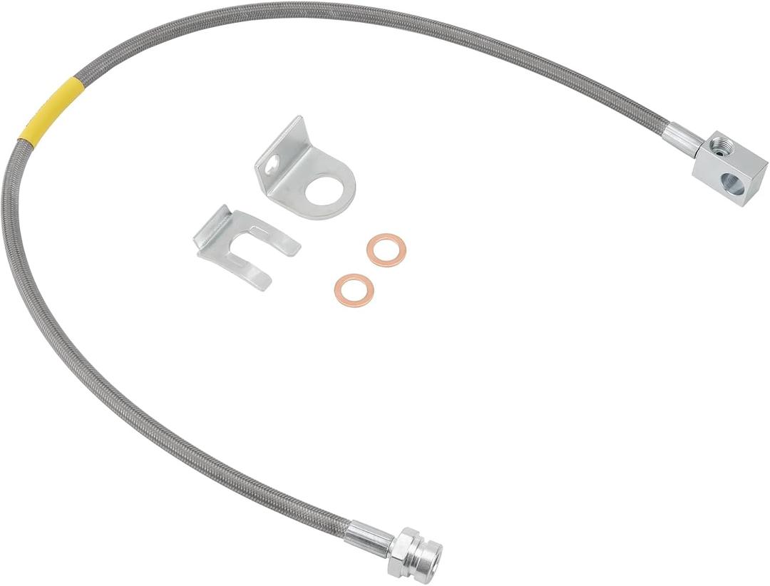 Extended Rear Brake Line, Stainless Steel Braided Brake Lines 89703 for 4"-6" Suspension Lift, Compatible with 1984-2001 Jeep Cherokee XJ 2WD/4WD, 1987-2006 Jeep Wrangler TJ LJ YJ 4WD