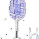 Lulu Home 2-in-1 Electric Bug Zapper Racket, 3000V High Voltage LED Lighted Handheld Mosquito Swatter with 3 Layer Safety Mesh, USB Charging Portable Fly Killer Racquet for Indoor Outdoor Use