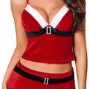Avidlove Women Sexy Santa Lingerie Set Christmas Costume Claus Outfit Velvet Cami and Shorts Pajamas (Medium)