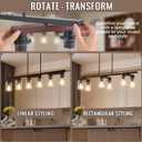6-Light Black Linear Chandelier,43.3" Dining Room Light Fixture Over Table