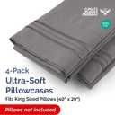 King Pillow Cases Set of 4 - Ultra Soft Hotel Quality Pillowcase Covers - Comfy, Cozy & Wrinkle Free - Shrinkage, Stain & Fade Resistant - Machine Washable Pillow Protectors - 4 Piece Set - Dark Grey