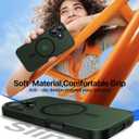 6 x Magnetic for iPhone 16 Case, [Compatible with MagSafe][Military-Grade Drop Protection][Anti-Yellowing] Shockproof Protective Translucent Matte Cover for iPhone 16 Phone Case,Forest Green