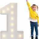 3FT Light Up Numbers Pre-Cut Frame Giant Marquee Numbers 1, Mosaic Numbers for Balloons, First 1st 21st Birthday Anniversary Decorations Party Decor