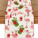 Flamingo Christmas Table Runner Beach Christmas Table Cover Tropical Coastal Hawaliian Christmas Decor Flamingo New Year Xmas Decor Christmas Decorations for Home Party