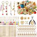 WDXIUE Keychain Making Kit, Charms Lip Gloss Key Chain Bracelet Design Set, Cute & Friendship Jewelry Making Kit, DIY Make 24 Set Keychain for Beginners