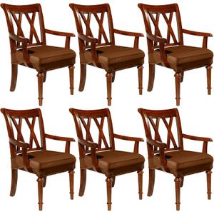 Havawish Large Dining Room Chair Seat Covers with Armrest Dining Chair Slip Covers Protectors(6 Pcs,Camel)