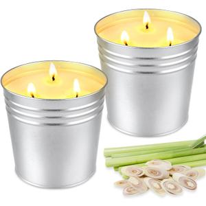 Citronella Candles Outdoor Indoor, 30oz Large Citronella Candles for Patio, 3-Wicks Summer Candle for Outside Garden Camping, 200 Hour Long-Lasting Burn Time,Soy Bucket Candle Set