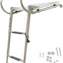 WFLNHB Stainless Steel 3 Step in-Board Outboard Transom Platform Dock Ladder with Handrails Marine Telescoping Boat Ladder Collapsible Step Ladder Replacement for Swimming Pool Pontoon Dock