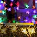 Minetom Star String Lights Plug in - 33 ft 100 LED Star Fairy String Lights with Remote and Timer, Waterproof for Bedroom Tent Loft Bed Shelf Porch Patio Garden Party Dcor, Warm White + Multicolor