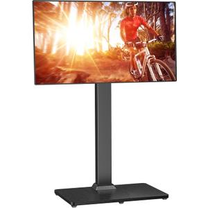 Perlegear Floor TV Stand with Mount for 32-70 inch TVs up to 88lbs, Floor Standing TV Stand with 9 Height Adjustment, TV Swivel Stand for Living Room with Wood Base, Max VESA 400x400mm, PGFS09