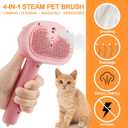 Pet Steam Brush for Dogs, 4 in 1 Cat Steam Brush for Long Short Haired, Self Cleaning Brush for Shedding, Metal Pet Misting Hair Comb with Handle for Grooming Kitten Dog(Pink)