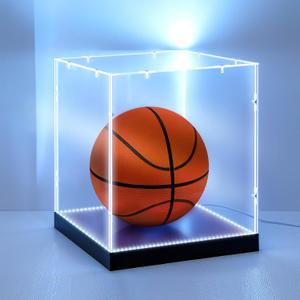 Novabright LED Light Basketball Display Case Clear Acrylic Basketball Box Basketballs Case Display Stand Holder for Autographed Sport Memorabilia, Dust Proof, UV Protection