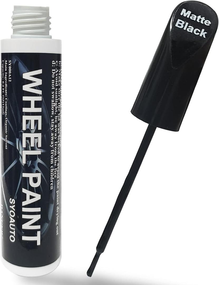 SYOAUTO Matte Black Rim Touch Up Paint, Car Wheel Scratch Repair Touch Up Paint Pen, Universal Color Rim Wheel Paint (Matte Black)