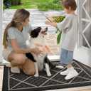 DEXI Front Door Mat 36x60, Non Slip Absorbent Entryway Doormat, Low Profile Thin Washable Entry Mats for Inside Home Entrance, Garage, Patio, Dark Grey
