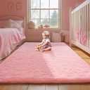 Pink Area Rugs for Girls Bedroom, 9x12 Fluffy Fuzzy Shaggy Carpet for Kids Playroom Nursery Living Room, Thick Soft Plush Mat for Kids Baby Boys Teen Dorm Home Decor Aesthetic
