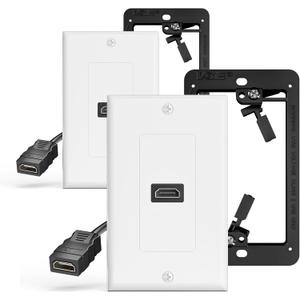 VCELINK HDMI Wall Plate, 2 Pack 4K HDMI Outlet Wall Plate with Low Voltage Mounting Bracket, Supports 4K@60 Hz HDR ARC, HDMI Wall Plate Pass Through for Home Theater (1-Port)