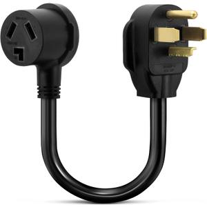 1.5FT 3 Prong to 4 Prong Dryer Adapter, 4 Prong to 3 Prong Dryer Adapter, NEMA 14-30P Male to 10-30R Female, Dryer Cord Adapter 4 to 3 Prong, STW 10AWG, 30A, 250V