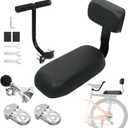 Kids Bike Seat Set, Comfort Bike Seat with Backrest, Wide Child Bicycle Rear Seat Cushion Back Safety Armrest Handrail Feet Pedals, Children Bicycle Back Seat for Over 5 Years Old