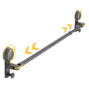 Suction Cup Towel Bar Rack for Bathroom, 19–33 Inch Adjustable No-Drill Bar, Wall Mounted No Drill Towel Rack, Suction Towel Bar for Shower, Glass Shower Door Towel Rack, Rotatable & Strong Hold