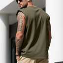 Mens Gym Tank Tops Sleeveless Shirts Cut Off Quick Dry Muscle Shirt Running Beach Loose Fit Tee (Small, Green)