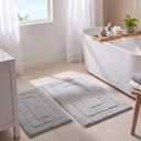 GRANNY SAYS Gray Bathroom Rugs Set 2 Piece, Soft Microfiber Bath Mats, 20"×32" + 16"×24"