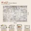 9x12 Area Rug Living Room Rugs Washable Neutral Brown Grey Carpet