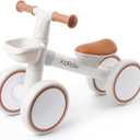 Kid's Balance Bikes for 1 Year Old Boys and Girls, 12-24 Months Toddler Ride-on with Adjustable Seat and a Front Basket, First Birthday Gifts (White)