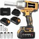 Cordless impact Wrenches - 590Ft-lbs (800N.m) Brushless 1/2 inch Impact Wrench, 3300RPM High Torque Impact Gun, 2 Battery, Charger & 5 Sockets, Power Impact Wrench for Car Home