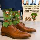 I'D RATHER BE CHASING Funny Mens Socks, Hunting & Fishing Gifts for Men, Fun Hunt Fish Crew Sock, Hunters Fishermen Gift (Green)