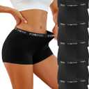 FINETOO Womens Cotton Boy Shorts Underwear Full Coverage Soft Boxer Briefs High Waisted Panties for Lady Girls 6 Pack