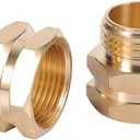 Brass Pipe to Hose Connector Fitting, Female Pipe Thread x Male 3/4 Hose Thread(2 Pack) (3/4NPT female to 3/4 GHT male)