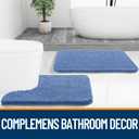 OLANLY Bathroom Rugs Sets 2 Piece, Soft Absorbent Chenille Bath Mats and U-Shaped Contour Toilet Rug Set, Machine Washable Bath Carpet, Home Decor Accessories(24"x16"+24"x20", Cornflower Blue)