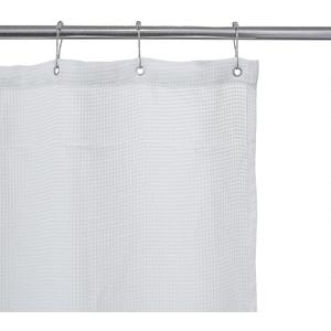 The Basic Living Waffle Shower Curtain, Fabric Shower Curtains with Waffle Weave Hotel Quality Bathroom Shower Curtains, White, 72 x 74 Inches