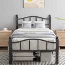 Metal Twin Bed Frames, Noise-Free Design & Underbed Storage Heavy Duty Bed Frames with Headboard No Box Spring Needed/Tool-Free Assembly