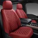 Premium Leather Car Seat Covers Full Set,Universal Fit for Cars,Trucks&SUVs,Waterproof Car Seat Cushion,Full Coverage Car Seat Protector with 5 Seats,Wine Red (Front and Rear(5 seats))