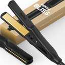 BeKind Bliss Hand-Sized Mini Hair Straightener - Portable Ceramic Small Flat Iron for Short Hair, Bangs, Curls - Lightweight, Dual Voltage Travel Hair Iron, Ideal for Styling & Touch-ups (Black)
