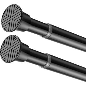 SISELBA 2 Pack Spring Tension Curtain Rod 32-62 inch, Adjustable Expandable Tension Curtain Rod No Drilling, Tension rods for Window Doorway Kitchen Curtain, Black