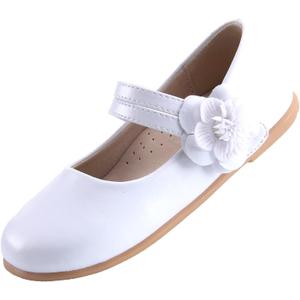 EIGHT KM Toddler Girls Dress Shoes Girls Mary Jane Shoes | Mary Jane Flats - Ballet Flats Party, Flower Girl, Wedding Dress Shoes for Girls Comfortable & Non-Slip Design for Ages up to 7 (Camellia Lustrous White), Size: 6 Toddler