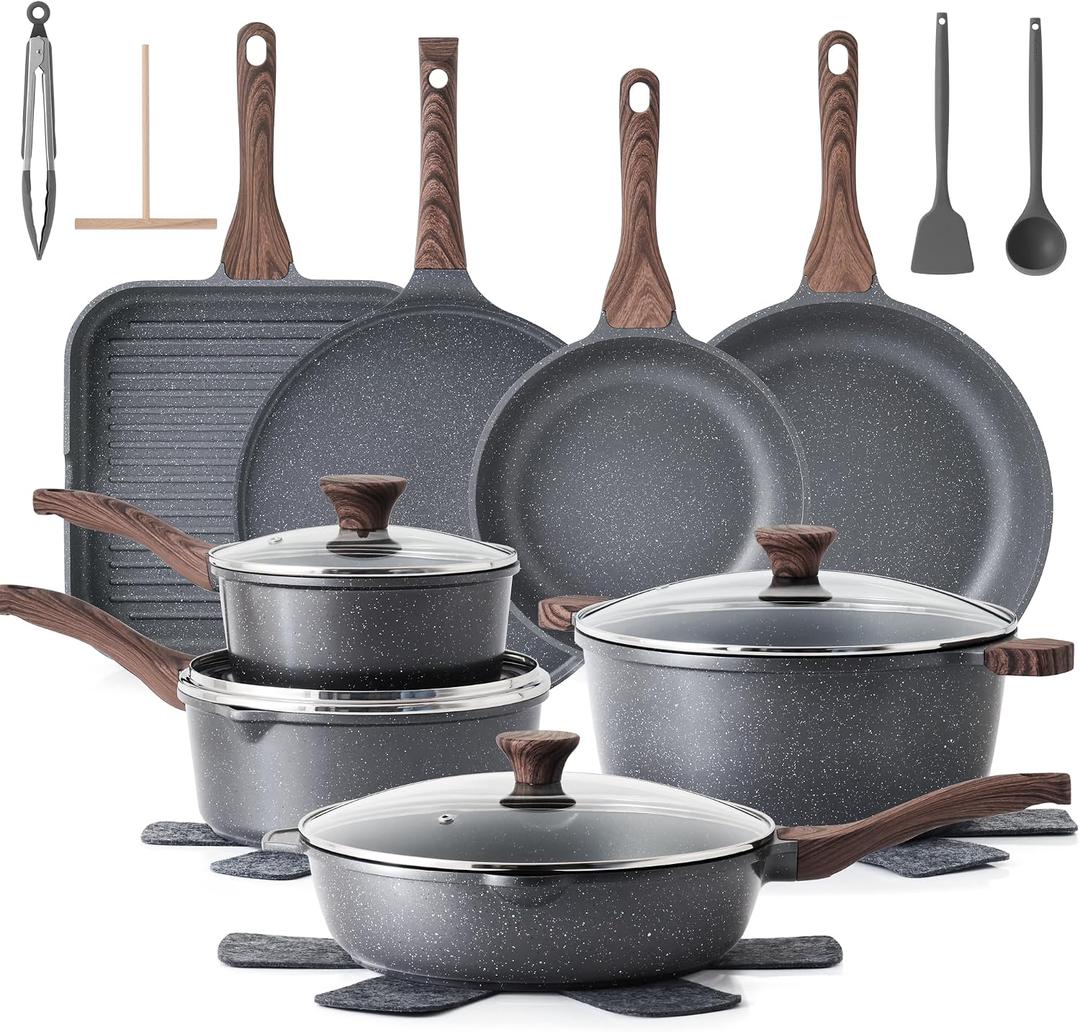 SENSARTE 23 PCS Non Stick Pots and Pans Set, Non Toxic Cookware, Induction, Large