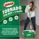 Libman Tornado Spin Mop System with Refill Heads, Microfiber Spinning Mop and Bucket with Wringer Set for Home, Floor Cleaning of Hard-Wood, Laminate, Tile, All Surface Cleaner