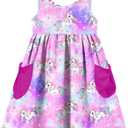 Vieille Little Girls Sleeveless Dress Cute Summer Sundress with Pocket 2-7 Years (Purple)