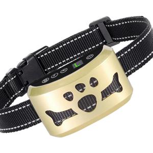 Dog Bark Collar, Anti Bark Collars for Large Medium Small Dogs with 7 Level Sensitivity Adjustable and 4 Stop Barking Modes, Rechargeable Bark Collar No Shock for Dogs with Beep Vibration Shock (Gold)