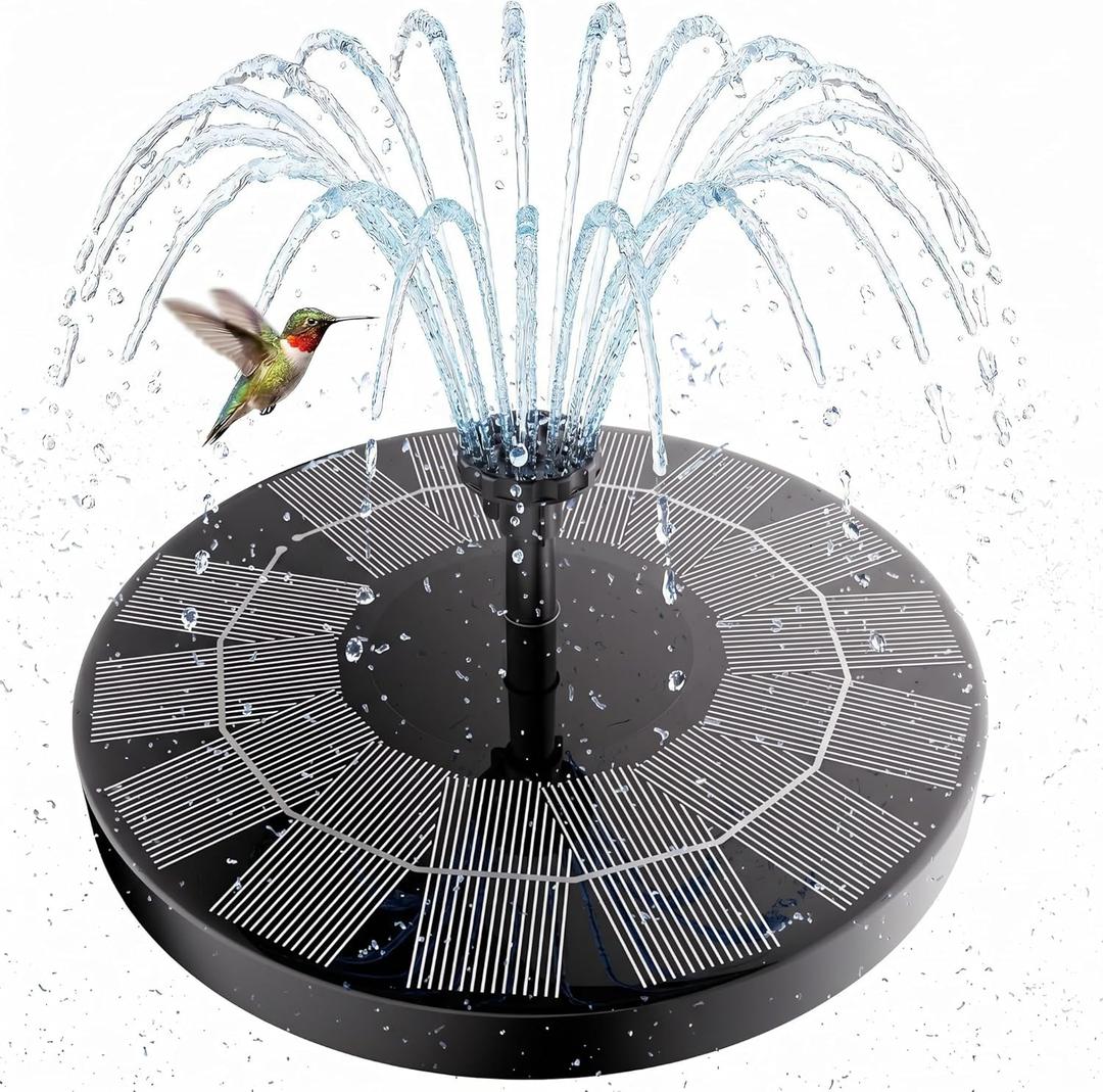 AISITIN 2.5W Solar Bird Bath Fountain Pump, Solar Fountain Pump for Bird Bath with 6 Nozzles, 6.7" Solar Powered Water Fountain Pump for Garden, Ponds, Pool, Fish Tank, Aquarium and Outdoor
