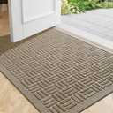 Mibao Front Door Mat Indoor Outdoor Entrance, Dirt Trapping Waterproof All-Season, All-Weather Doormat, Non-Slip Durable Natural Rubber Low Profile Easy Clean Patio Entrance Mat, 61.5" x 36", Beige