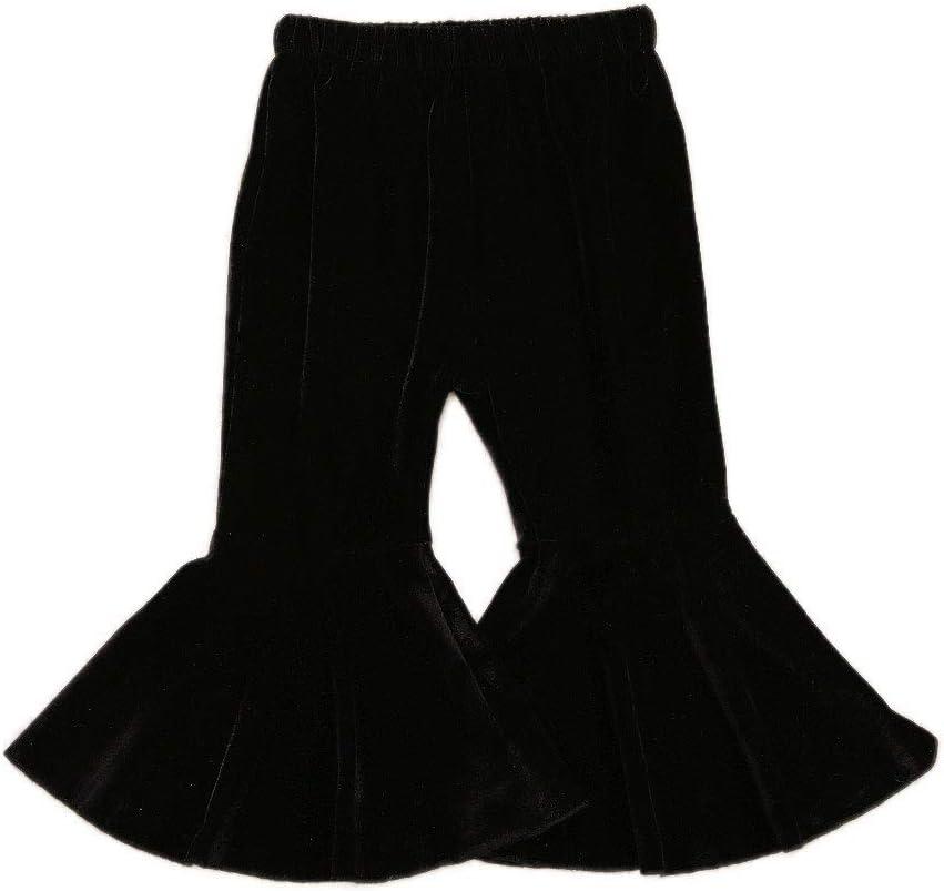 Toddler Bell Bottoms Baby Girls Ruffle Leggings Bell-Bottomed Flare Pants Trousers (E-Black, 1-2T)
