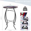 MUMTOP Side Patio Tables-Mosaic Outdoor Side Table - 14 Symmetrical Pattern Glass Accent Round End Table, Plant Stand Indoor Small Coffee Table for Garden or Living Room Decor