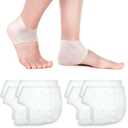 SATINIOR 4 Pairs Gel Heel Protectors Breathable Heel Sleeves Pads Gel Foot Cushion Socks Support Back Foot Sleeves for Plantar Fasciitis Insoles Pain Relief and Cracked Heels (White)